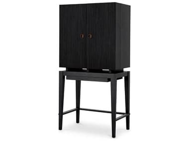 Eichholtz Dimitrios Charcoal Grey Oak Veneer Bar Cabinet EIC114479