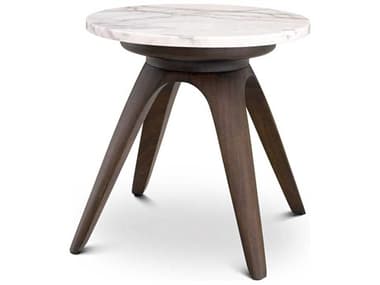 Eichholtz Borre Round Bianco Lilac Marble Side Table EIC114510