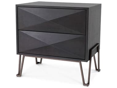 Eichholtz Highland Charcoal Brown Oak Veneer Nightstand EIC114529