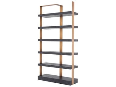 Eichholtz Geo Charcoal Grey Crown Oak Ven Br Brass Cabinet EIC114533