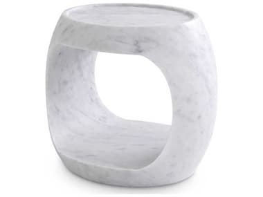 Eichholtz Clipper Low Honed White Marble Side Table EIC114856