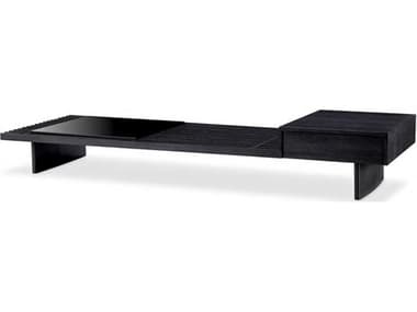 Eichholtz The Crest Charcoal Grey Oak Veneer Incl Glass Top Coffee Table EIC114926