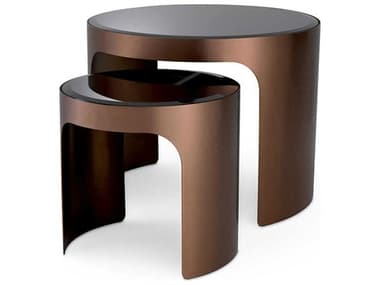 Eichholtz Piemonte Brushed Copper Set of 2 Side Table EIC115053