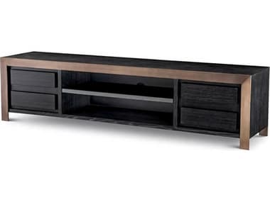 Eichholtz Talbot Charcoal Grey Oak Ven Med Bronze Tv Cabinet EIC115094
