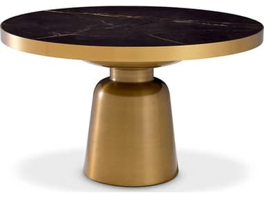 Eichholtz Soren Brushed Brass Black Top Coffee Table EIC115542