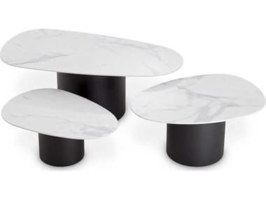 Eichholtz Zane White Ceramic Marble Set of 3 Coffee Table EIC115560