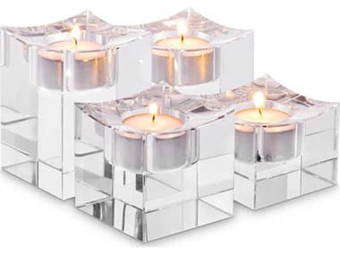 Eichholtz Giancarlo Low Crystal Glass Set of 4 Tealight Holder EIC116342