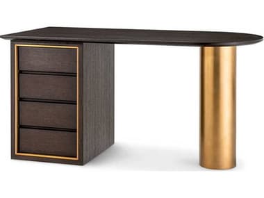 Eichholtz Del Rio Mocha Oak Veneer Brushed Brass Desk EIC116743