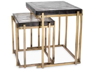 Eichholtz Niemeyer Vintage Brass Set of 2 Side Table EIC116966