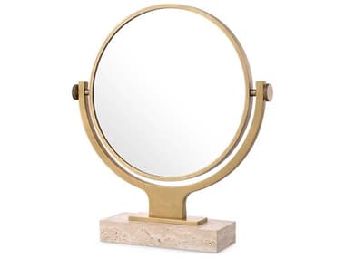 Eichholtz Briancon Travertine Antique Brass Table Mirror EIC117050