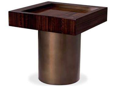 Eichholtz Otus Square Eucalyptus Veneer Bronze Side Table EIC117407