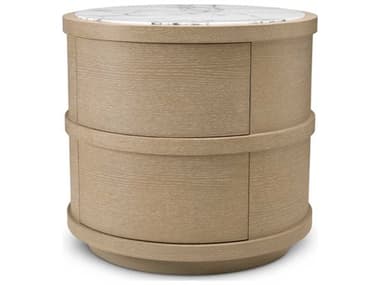 Eichholtz Cabana Round Washed Oak Veneer Nightstand EIC117729