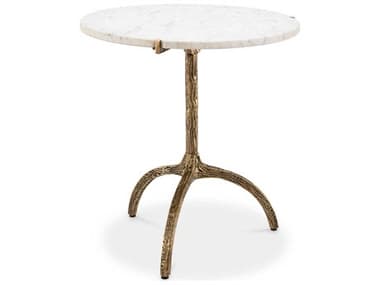 Eichholtz Cortina Vintage Brass White Marble Low Dining Table EIC117920