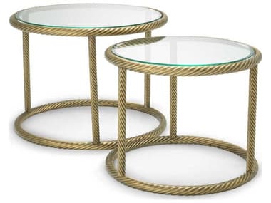 Eichholtz Addison Vintage Brass Set of 2 Side Table EIC118298