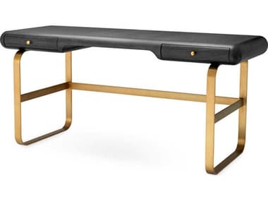 Eichholtz Nathaniel Charcoal Grey Oak Veneer Brushed Brass Desk EIC118484