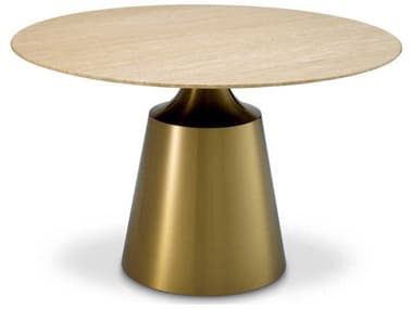 Eichholtz Nathan Brushed Brass Travertine Dining Table EIC118892
