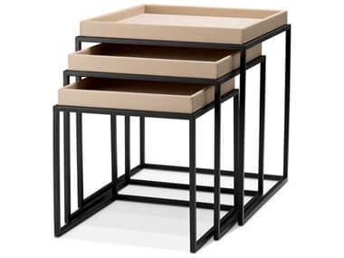 Eichholtz Leonard Matte Black Set of 3 Side Table EIC118920