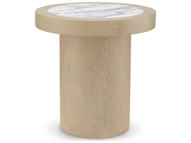 Eichholtz Presedio Washed Oak Veneer Biano Lilac Marble Top Side Table EIC119142