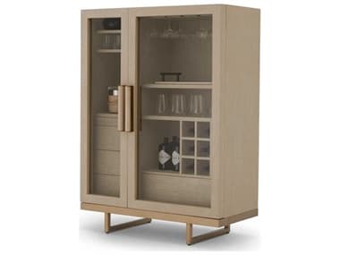 Eichholtz Connaught Washed Oak Veneer Brushed Brass Bar Cabinet EIC119417