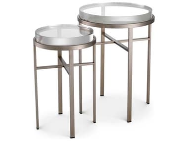 Eichholtz Hoxton Brushed Steel Set of 2 Side Table EIC119422
