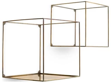 Eichholtz Deco Square Vintage Brass Set of 2 Wall Rack EIC119489