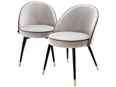 Eichholtz Cooper Black Velvet Upholstered Armless Dining Chair Set of 2 EICA113124