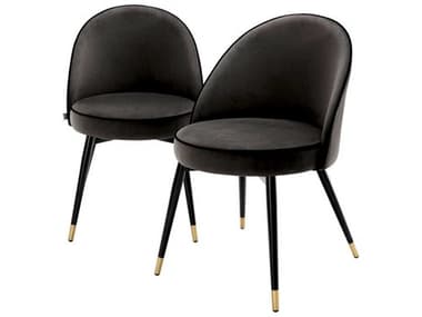 Eichholtz Cooper Black Velvet Upholstered Armless Dining Chair Set of 2 EICA113125