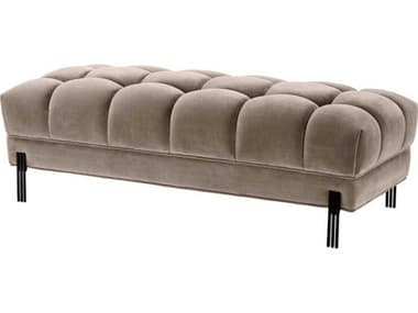 Eichholtz Sienna Savona Greige Velvet Black Legs Beige Upholstered Accent Bench EICA113389