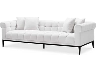 Eichholtz Aurelio Avalon White Gunmetal Base Upholstered Sofa EICA113393