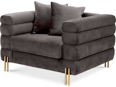 Eichholtz York Gray Velvet Chair and a Half EICA114344