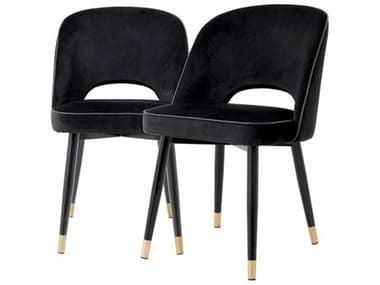 Eichholtz Cliff Black Velvet Upholstered Armless Dining Chair Set of 2 EICA114401