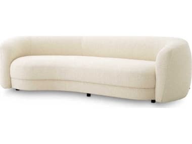 Eichholtz Blaine Boucle Ivory Black Feet White Upholstered Sofa EICA116405