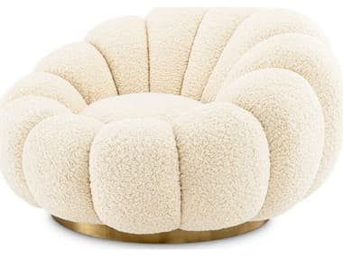 Eichholtz Mello Swivel Cream Faux Leather Accent Chair EICA116703