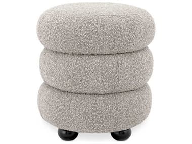 Eichholtz Tulum Boucle Grey Black Feet Upholstered Accent Stool EICA116791