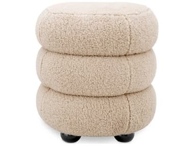 Eichholtz Tulum Brisbane Cream Black Feet Upholstered Accent Stool EICA116792
