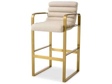 Eichholtz Olsen Brushed Brass Scalea Sand Upholstered Bar Stool EICA118568