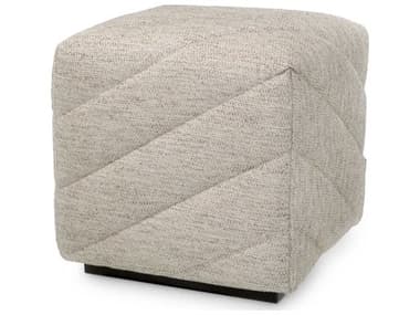 Eichholtz Avellino Splendor Light Grey Black Base Upholstered Accent Stool EICA118740