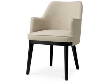 Eichholtz Lavinia Hardwood Black Upholstered Arm Dining Chair EICA119156