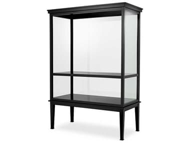 Eichholtz Gallery Solid Wood Black Veneer Clear Glass Display Cabinet EICTM0064