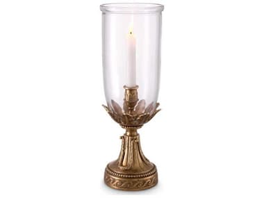 Eichholtz Hurricanes Polished Brass Clear Glass Candle Holder EICTM0163