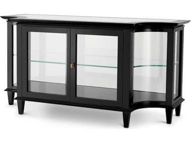 Eichholtz Gala Rectangular Black Clear Glass Console Table EICTM0259