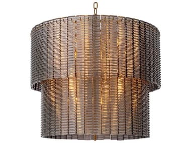 Eichholtz Imperial Brushed Brass Smoke Glass Traditional Drum Tiered Chandelier EICTM0261UL