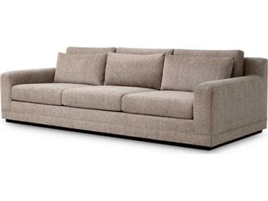 Eichholtz Manhattan Hunt Chenille Taupe Black Base Beige Upholstered Sofa EICTMA0012