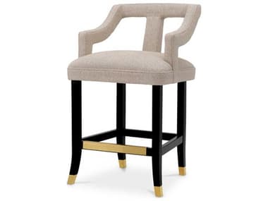Eichholtz Roumier Palmer Beige Black Legs Upholstered Counter Stool EICTMA0301