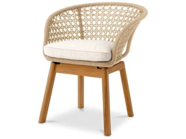 Eichholtz Outdoor Flores Off-white Natural Teak Cream Rope Dining Chair EIO117014
