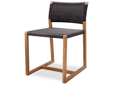 Eichholtz Outdoor Natural Teak Black Weave Dining Chair EIO117228