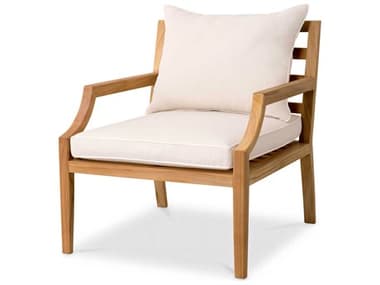 Eichholtz Outdoor Natural Teak Flores Off-white Lounge Chair EIO117349
