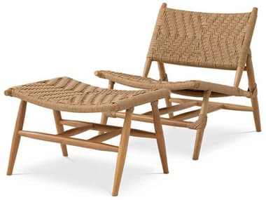 Eichholtz Outdoor Natural Teak Color Weave Lounge Chair EIO117381