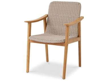 Eichholtz Outdoor Natural Teak Taupe Color Weave Dining Chair EIO117413