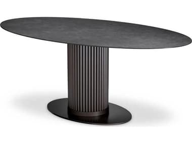 Eichholtz Outdoor Bronze Finish Ceramic Marble Look Top Dining Table EIO117744